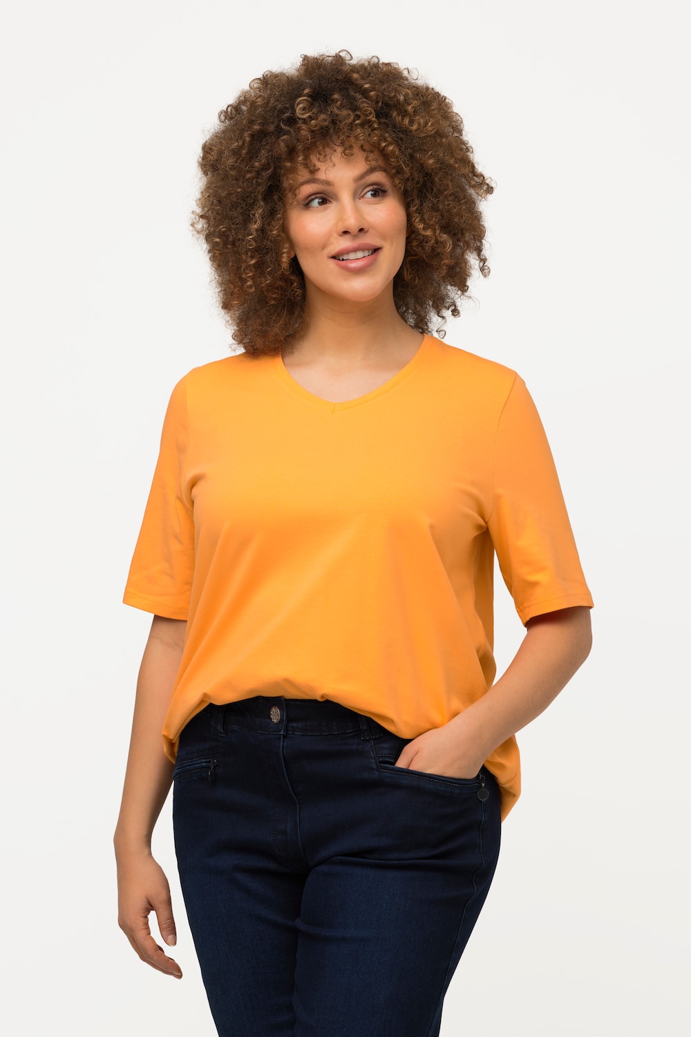 Grote Maten T-shirt, Dames, oranje, Maat: 46/48, Katoen, Ulla Popken