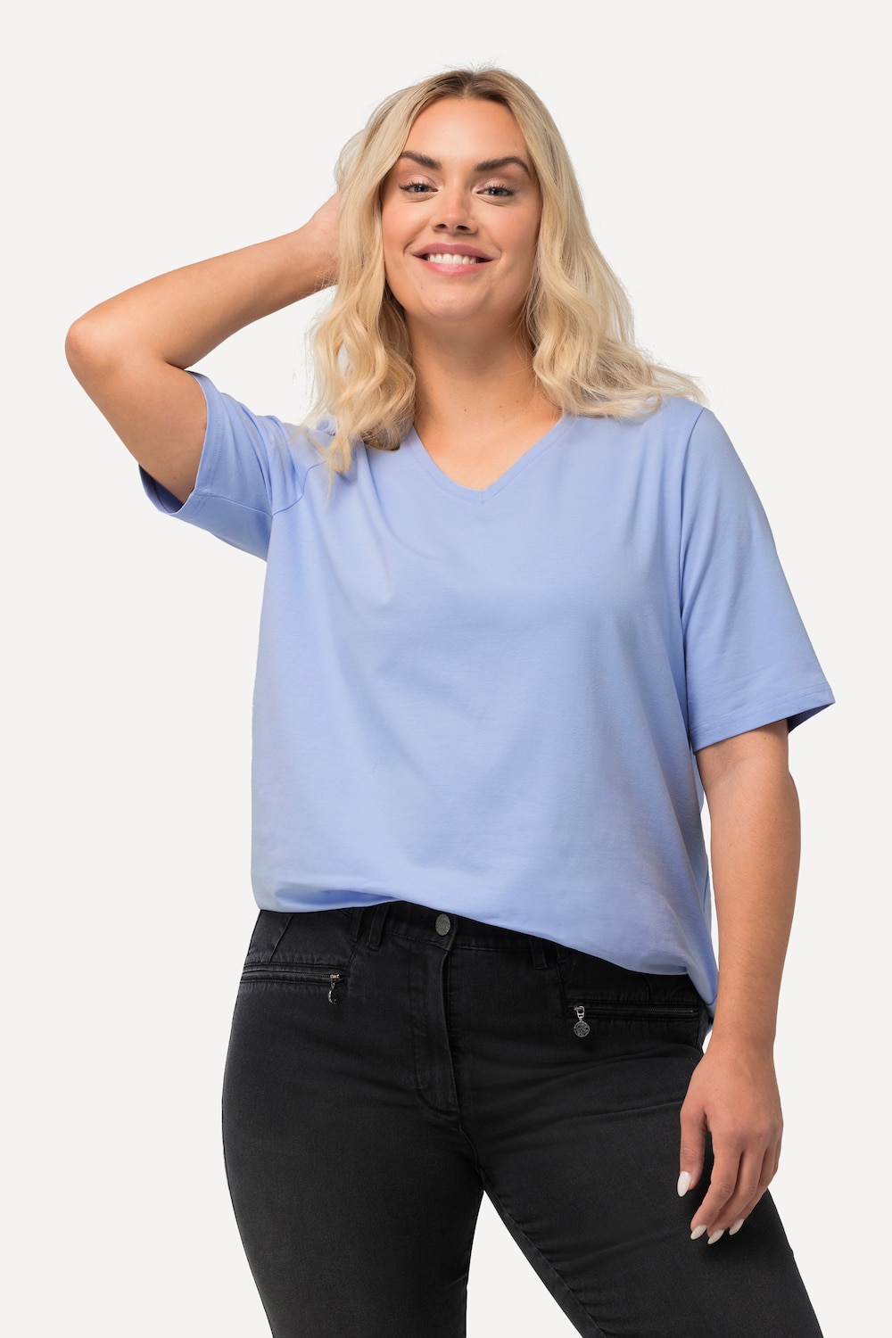 Grote Maten T-shirt, Dames, blauw, Maat: 62/64, Katoen, Ulla Popken