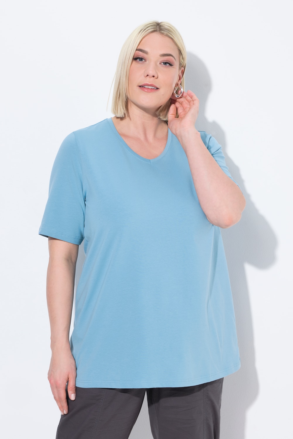 Große Größen T-Shirt, Damen, türkis, Größe: 42/44, Baumwolle, Ulla Popken
