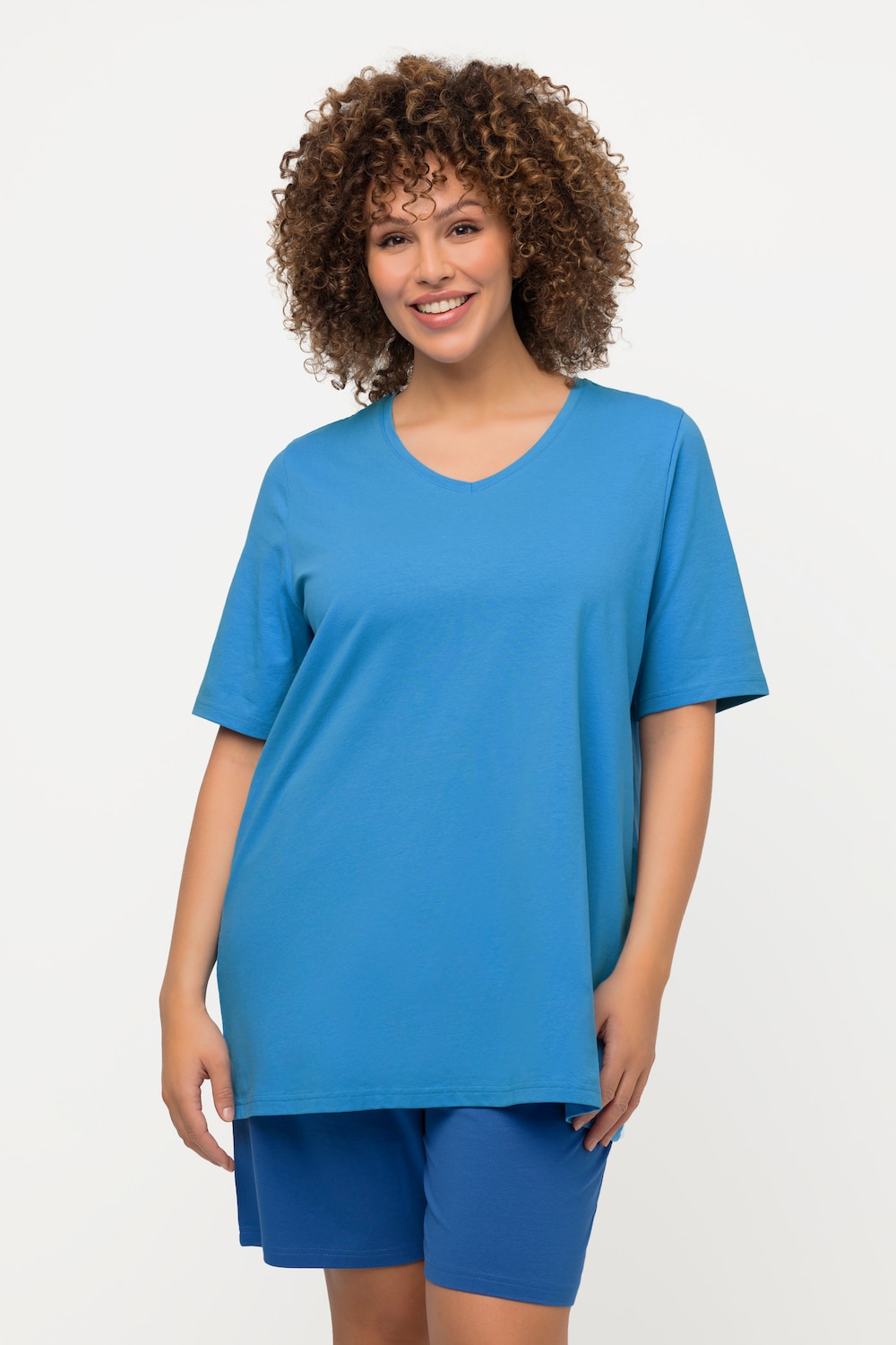 Grote Maten T-shirt, Dames, blauw, Maat: 58/60, Katoen, Ulla Popken