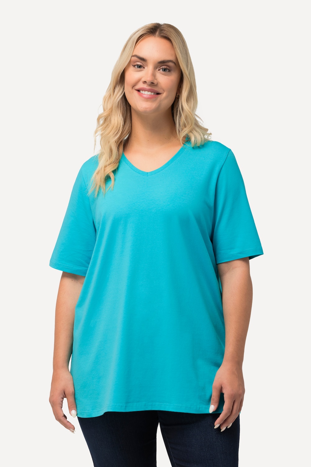 Große Größen T-Shirt, Damen, türkis, Größe: 42/44, Baumwolle, Ulla Popken