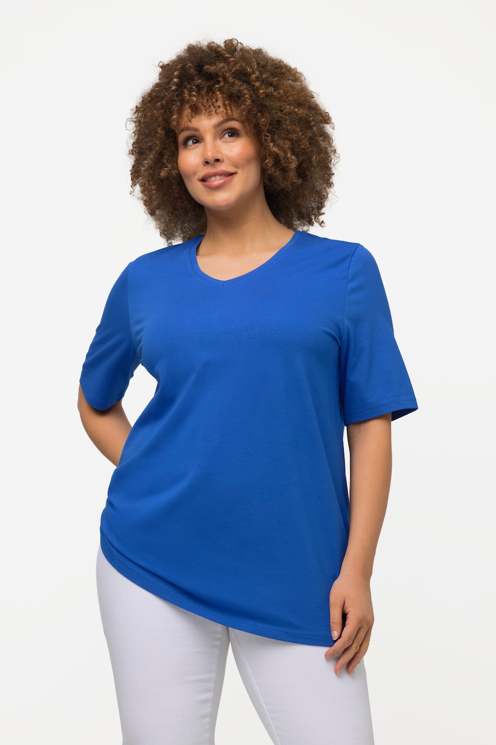 Grote Maten T-shirt, Dames, blauw, Maat: 42/44, Katoen, Ulla Popken