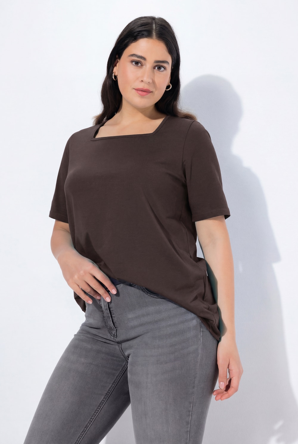 T-Shirt, A-Linie, Carré-Ausschnitt, Halbarm