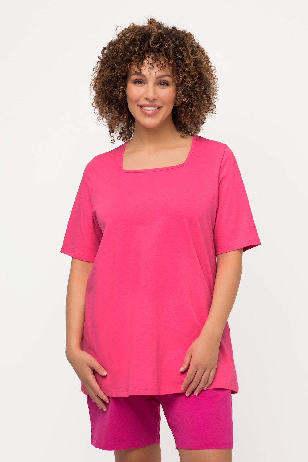 Grote Maten T-shirt, Dames, roze, Maat: 46/48, Katoen, Ulla Popken