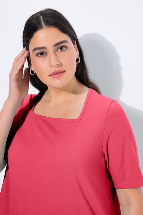 T-Shirt, A-Linie, Carré-Ausschnitt, Halbarm