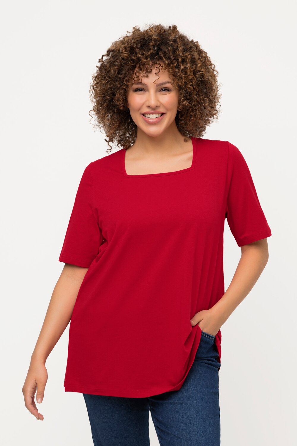 Grote Maten T-shirt, Dames, rood, Maat: 58/60, Katoen, Ulla Popken