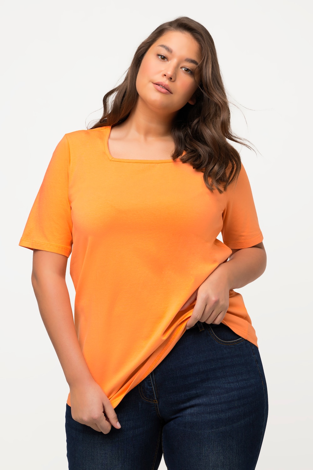 Grote Maten T-shirt, Dames, oranje, Maat: 46/48, Katoen, Ulla Popken