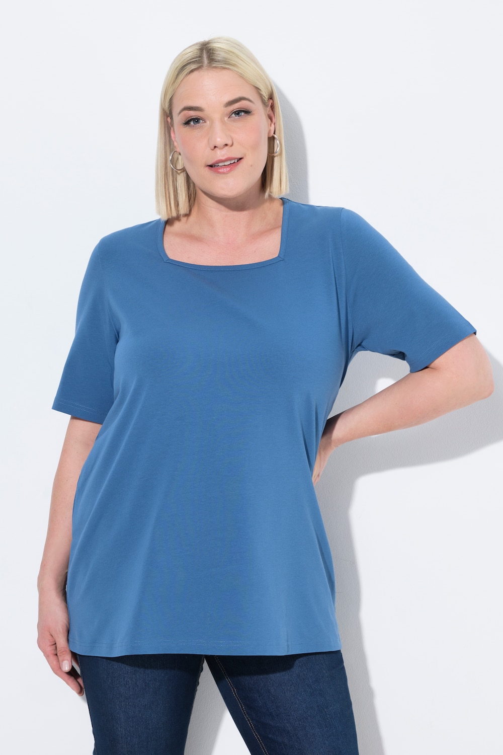 Große Größen T-Shirt, Damen, blau, Größe: 42/44, Baumwolle, Ulla Popken