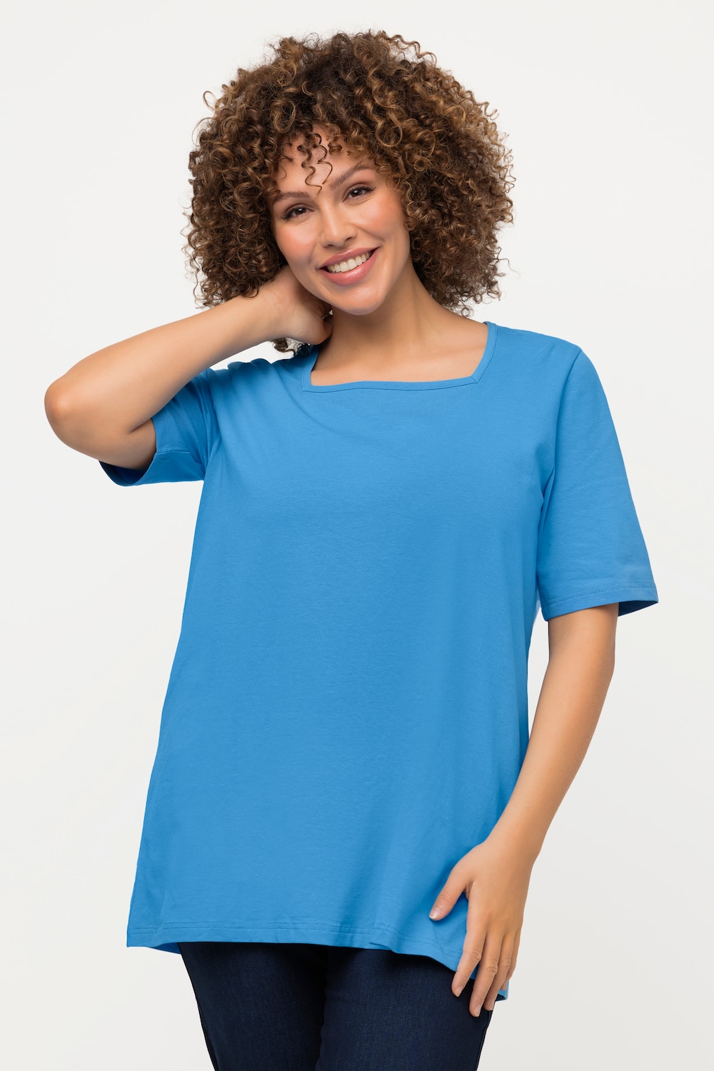 Grote Maten T-shirt, Dames, blauw, Maat: 42/44, Katoen, Ulla Popken