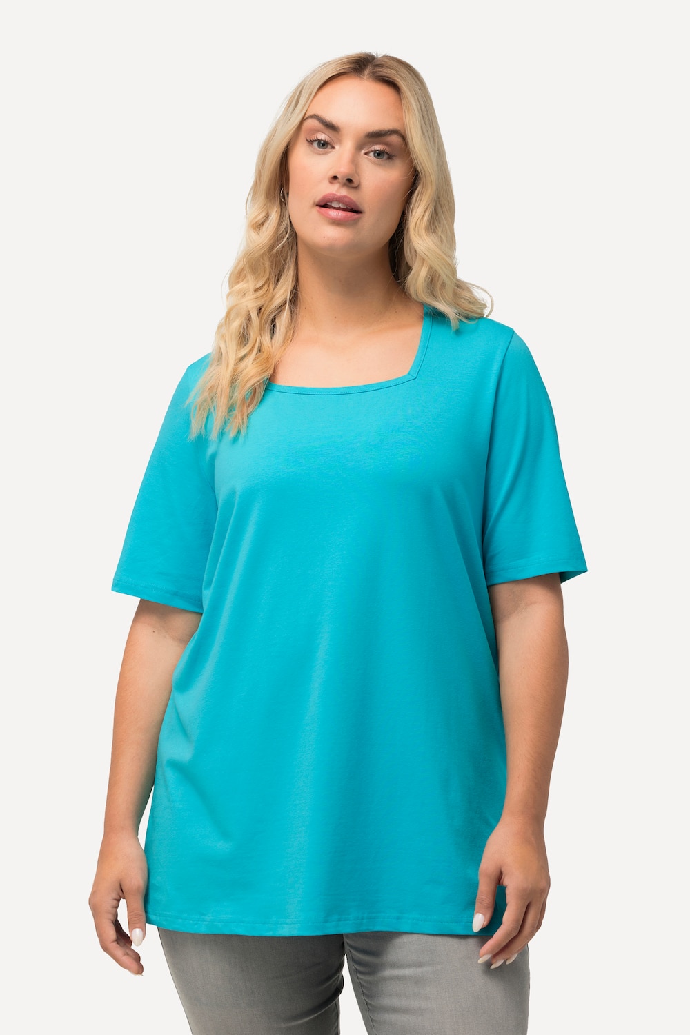 Große Größen T-Shirt, Damen, türkis, Größe: 42/44, Baumwolle, Ulla Popken
