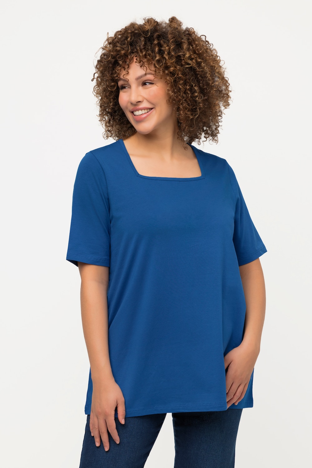 Grote Maten T-shirt, Dames, blauw, Maat: 50/52, Katoen, Ulla Popken