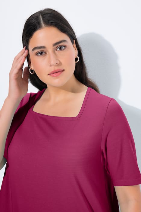 T-Shirt, A-Linie, Carré-Ausschnitt, Halbarm