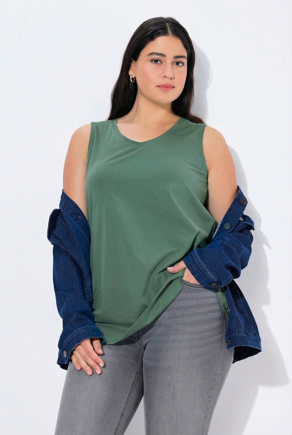 Top, A-lijn, V-hals, mouwloos