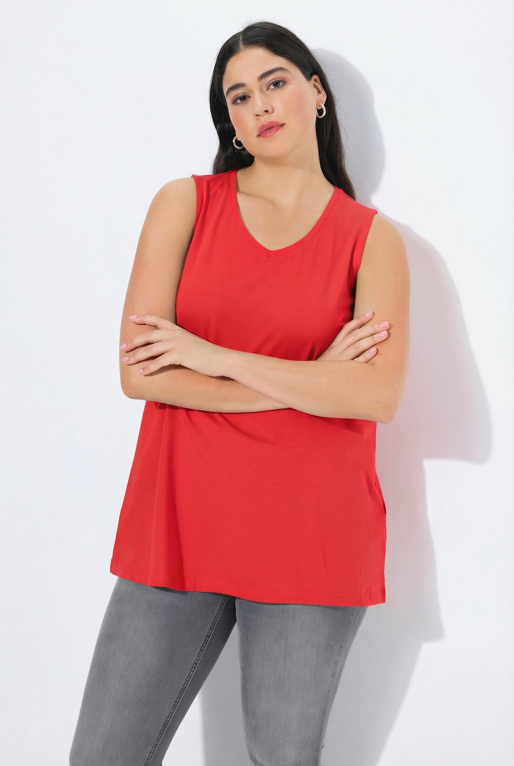 Top, A-lijn, V-hals, mouwloos