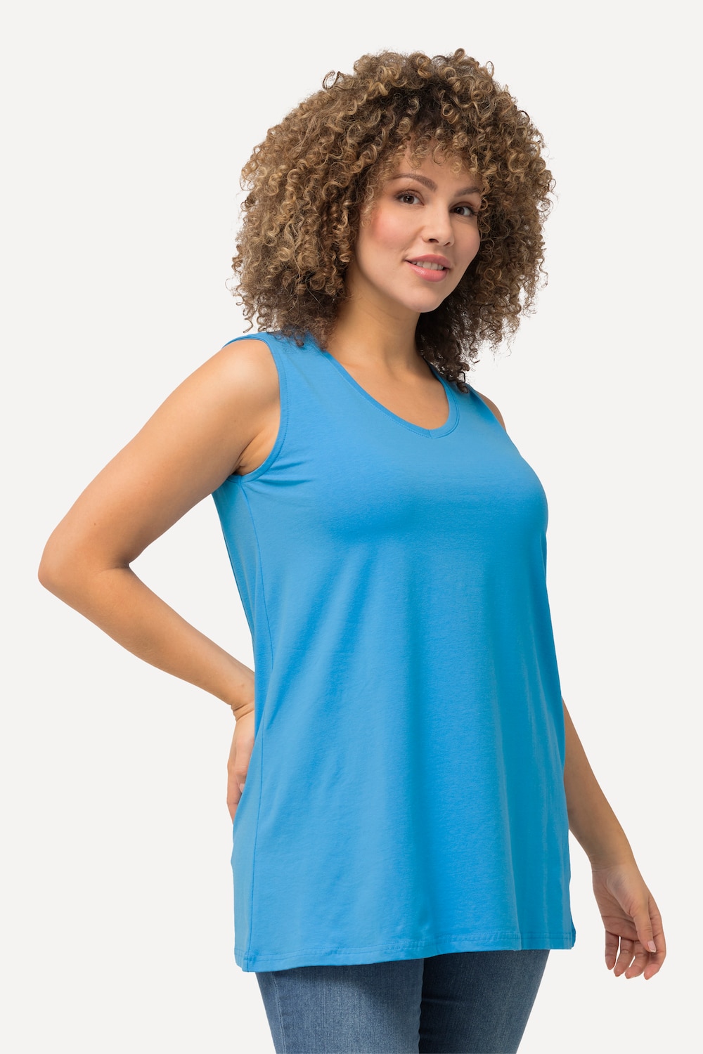 Große Größen Top, Damen, blau, Größe: 50/52, Baumwolle, Ulla Popken