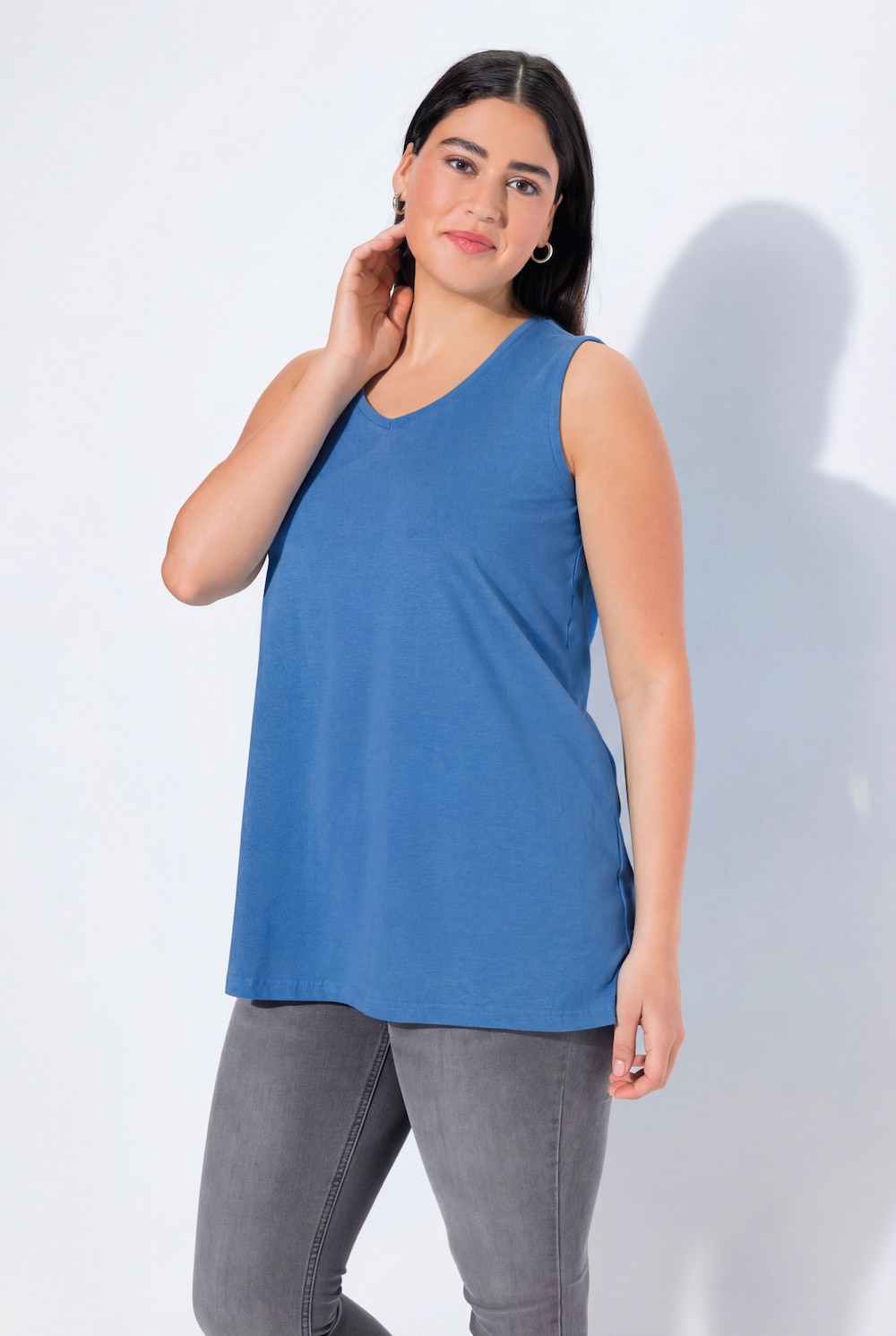 Top, A-lijn, V-hals, mouwloos