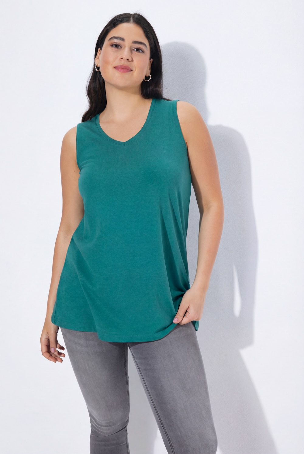 Top, A-lijn, V-hals, mouwloos