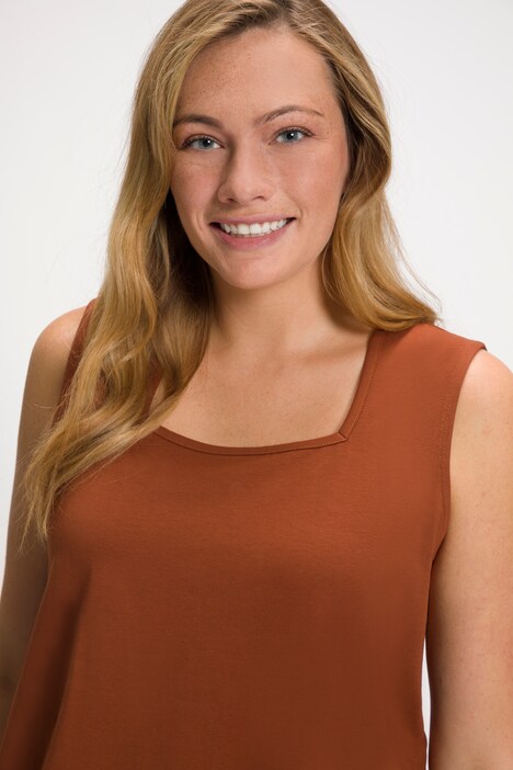 Top, línea A, cuello cuadrado, sin mangas