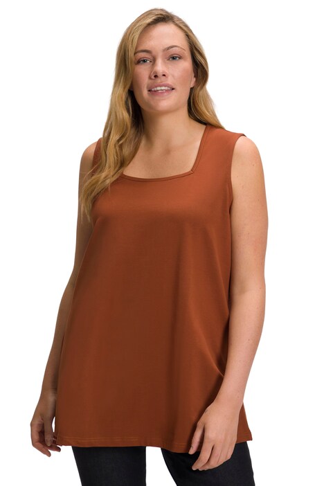 Basic top, A střih, hranatý výstřih, bez rukávů