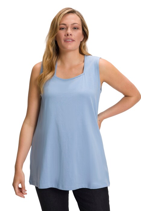 Basic top, A střih, hranatý výstřih, bez rukávů