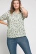 T-shirt, Oversized, fleurs, encolure ronde, manches courtes