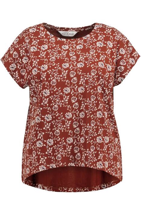 Oversize tričko, květy, kulatý výstřih, padlá ramena