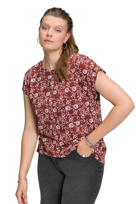 Oversize tričko, květy, kulatý výstřih, padlá ramena