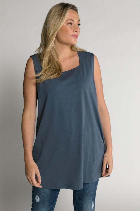 Essential Square Neck Stretch Cotton Tank | Knit Tunics | Knit Tops & Tees