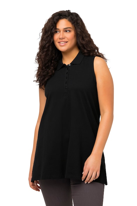 Polo top, Regular, polo límeček, bez rukávů