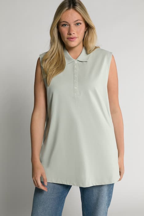 Koszulka polo basic, krój regularny, kołnierz polo, bez rękawów