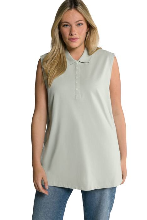 Polo top, Regular, polo límeček, bez rukávů