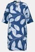 Leinenmix-Kleid, Blätter, Stehkragen, 3/4-Arm