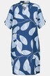 Leinenmix-Kleid, Blätter, Stehkragen, 3/4-Arm