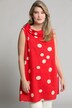 Egg Dot Print Linen Blend Tank Tunic Blouse