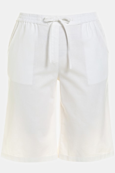 Linen Blend Elastic Waist Bermuda Shorts | Shorts | Pants