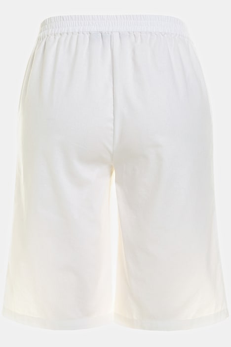 Linen Blend Elastic Waist Bermuda Shorts | Shorts | Pants
