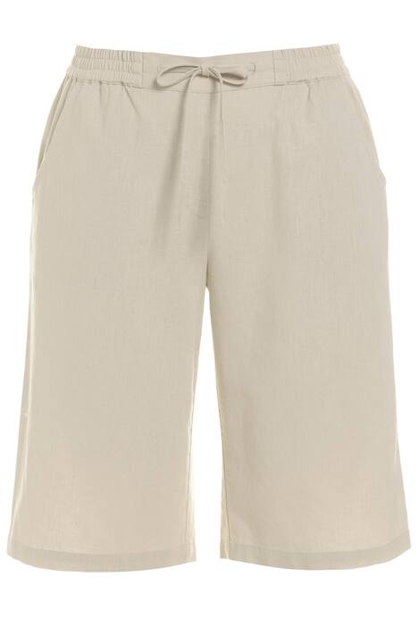 Lněné bermudy, rovné nohavice, elastický pas