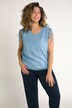 Shirred Shoulder Denim Look Lyocell Tank Blouse