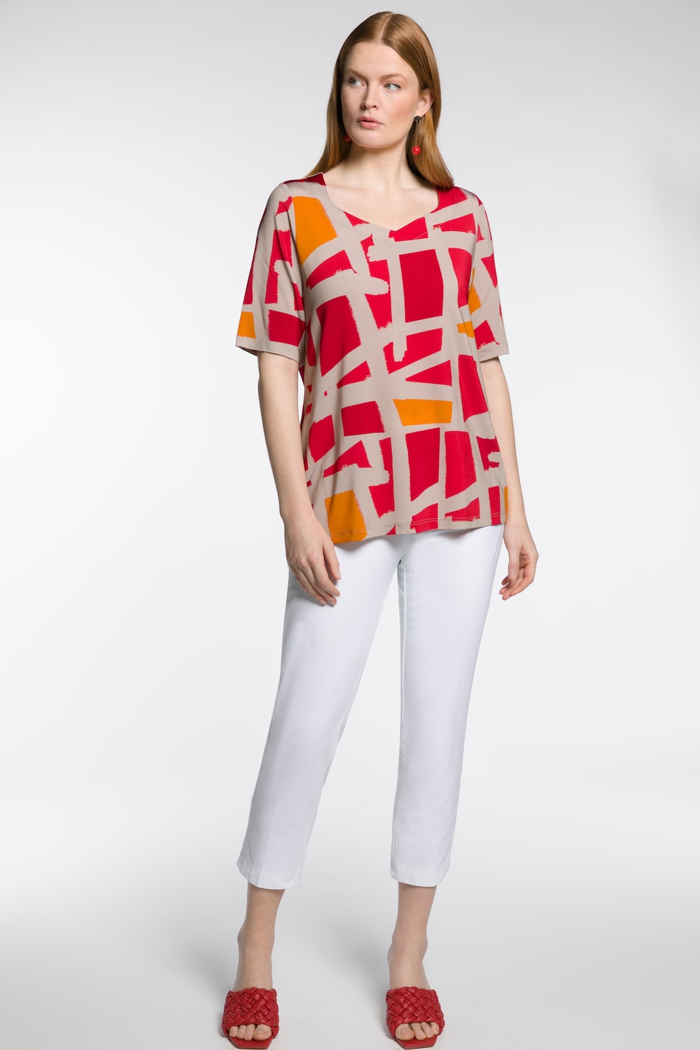 Grote Maten slinky shirt, Dames, rood, Maat: 58/60, Viscose, Ulla Popken