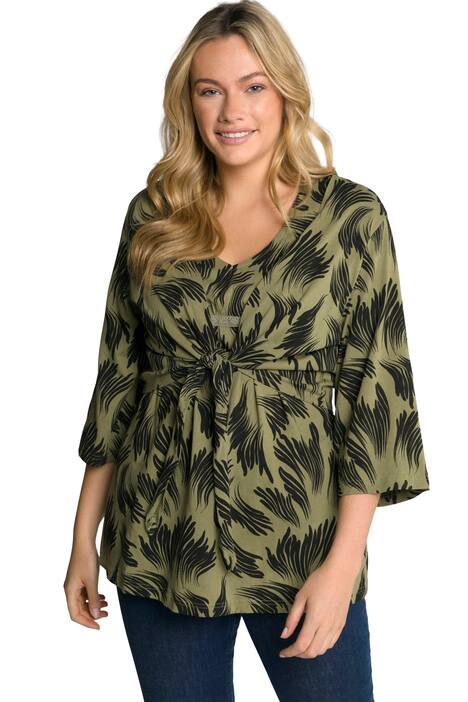 Kimono, potisk, výstřih do V, 3/4 rukávy