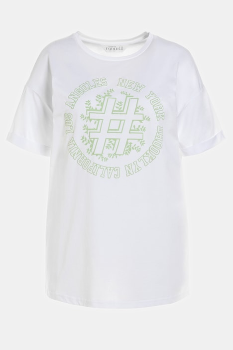 T-Shirt, oversized, Wording Print, Rundhals, Halbarm