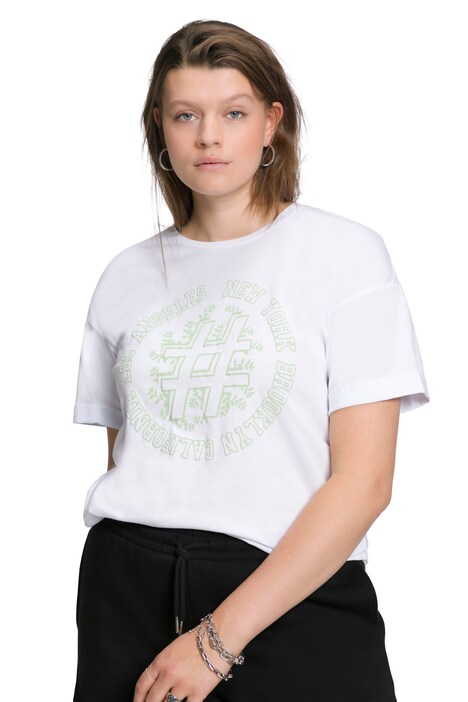 Tričko, oversize, písmenový potisk, kulatý výstřih, krátké rukávy