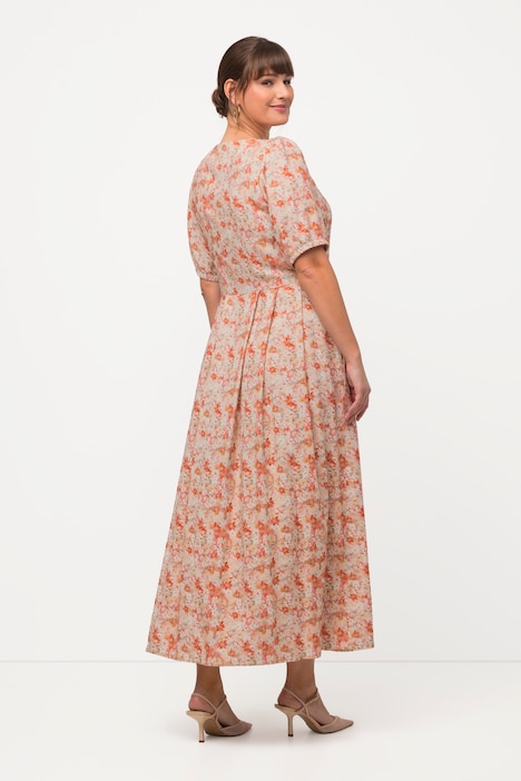 Button Front Floral Print Round Neck Maxi Dress | More Dresses | Dresses