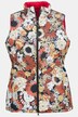 Wende-Steppweste, uni/Blüten, Stehkragen, ärmellos