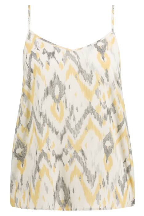 Top, etno potisk, výstřih do V, špagetová ramínka