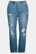 Dżinsy Mom, mocno podniszczone, 5 kieszeni, wystrzępione nogawki