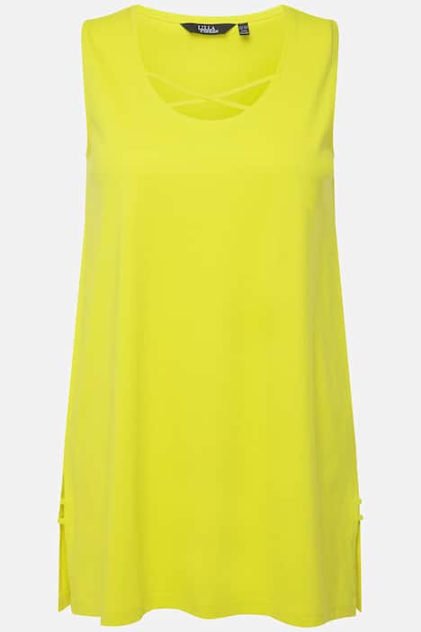 Strap Accent Scoop Neck Cotton Tank Knit Tunic