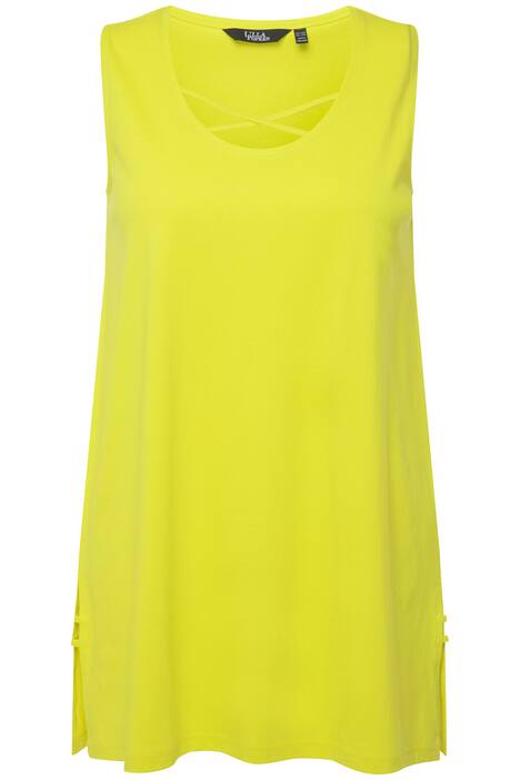 Dlouhý top, ozdobné stuhy, A střih, kulatý výstřih, bez rukávů