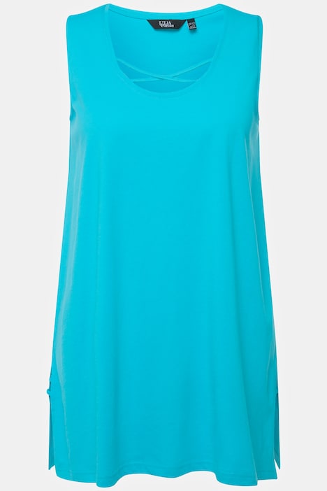 Strap Accent Scoop Neck Cotton Tank Knit Tunic