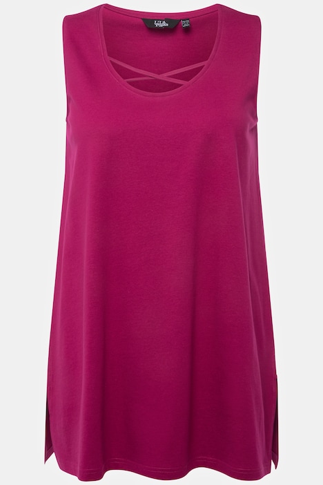 Strap Accent Scoop Neck Cotton Tank Knit Tunic